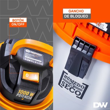 ASPIRADORA DAEWOO TACHO POLVO Y AGUA 1000W DAVC90-15L - 5