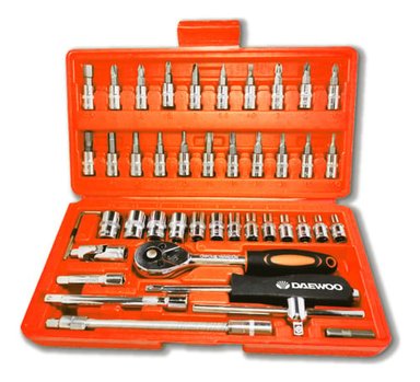 SET DE HERRAMIENTAS DADOS/PUNTAS DAEWOO DAHTS046-D 46 PIEZAS - 1