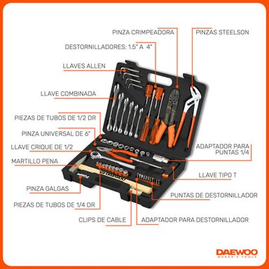 KIT HERRAMIENTAS DAEWOO DAHTS100 100 PZS MALETÍN NEGRO - 2