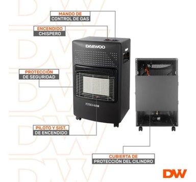 ESTUFA A GAS MOVIL DAEWOO DANY44 4.4 KW 11 A 15 KG 3 NIVELES - 3