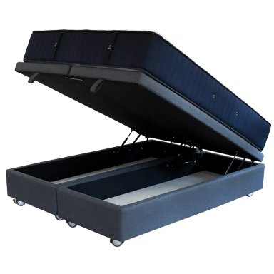 CAMA BAÚL GRIS 2 PLAZAS DIVIDIDA L200 + COLCHÓN CIC PREMIUM + RUEDAS LOGO - 2