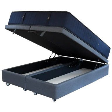 CAMA BAÚL GRIS 2 PLAZAS DIVIDIDA L190 + COLCHÓN CIC PREMIUM + RUEDAS DELUXE - 2