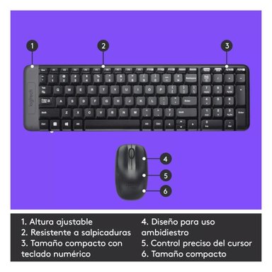KIT TECLADO Y MOUSE INALAMBRICO LOGITECH MK220 - 3