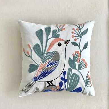 FUNDA COJÍN HOMESTORE BORDADA CANARIO 45 X 45 CM MULTICOLOR - 2
