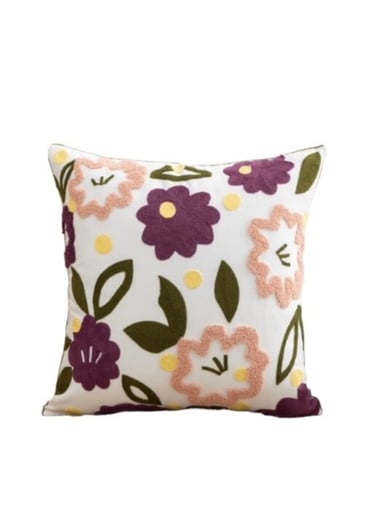 COJÍN HOMESTORE BORDADO FLORES PURPURA 45 X 45 CM MULTICOLOR - 1
