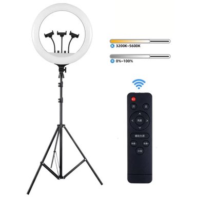 ARO DE LUZ TRIPLE CON TRIPODE EXTENSIBLE SOPORTE CELULAR 56 CM - 2