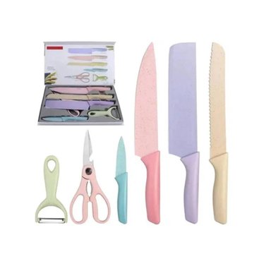 JUEGO DE CUCHILLOS DE COCINA ACERO INOXIDABLE SET 6 PIEZAS - 1