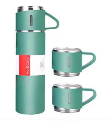 SET TERMO CAFE 500 ML TERMOS PARA AGUA CALIENTE + 3 TAZAS - 1