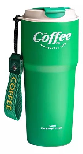 TERMO PARA CAFE MUG VASO TERMICO 620ML SELLABLE INOXIDABLE COLOR VERDE - 1