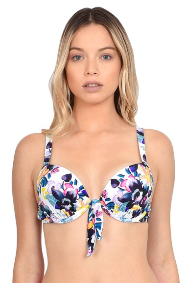 BIKINI MUJER SAMIA 7024 PUSH UP ESTAMPADO NEGRO CON NUDO - 1