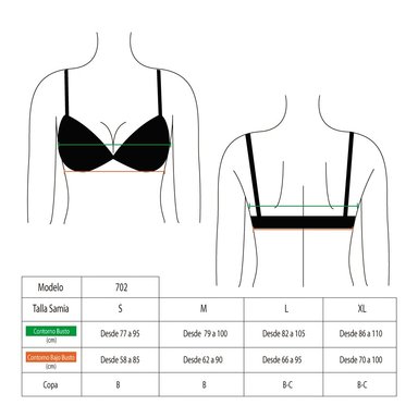 BIKINI MUJER SAMIA 7024 PUSH UP ESTAMPADO NEGRO CON NUDO - 5