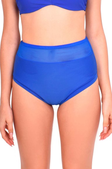 BIKINI MUJER SAMIA 3612 CALZÓN PIN UP CON TRANSPARENCIA COLOR AZUL - 1