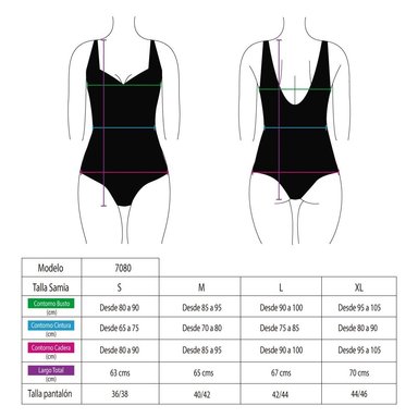 TRAJE DE BAÑO MUJER SAMIA 7080 ENTERITO ESCOTE CON VUELOS NEGRO - 3