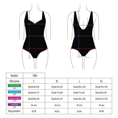 TRAJE DE BAÑO MUJER SAMIA 7080 ENTERITO ESCOTE CON VUELOS NEGRO - 4
