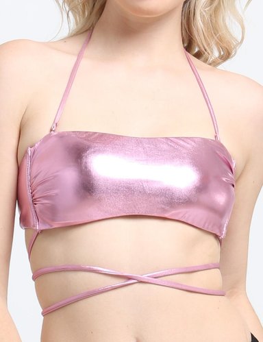 BIKINI MUJER SAMIA BANDEAU STRAPLESS LILA BRILLANTE - 1