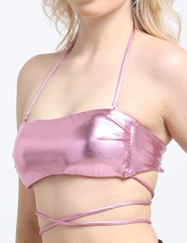 BIKINI MUJER SAMIA BANDEAU STRAPLESS LILA BRILLANTE - 2