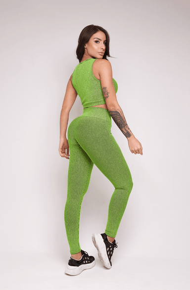 CONJUNTO DEPORTIVO MUJER LETSGYM VERDE CLARO 3D RIB - 2