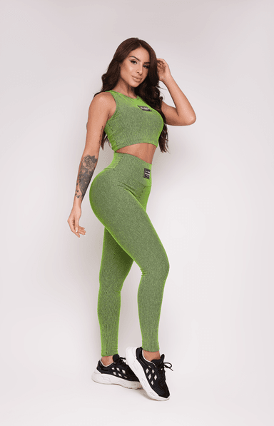 CONJUNTO DEPORTIVO MUJER LETSGYM VERDE CLARO 3D RIB - 3