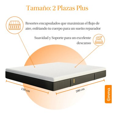COLCHÓN EMMA HYBRID PREMIUM 2 PLAZAS PLUS 150 X 200 X 24CM - 2