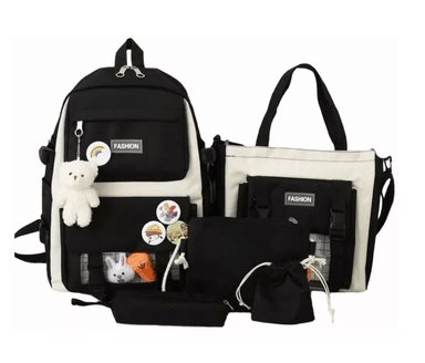 MOCHILA ESCOLAR VIAJE ESTILO COREANO 5 PIEZAS KIT - 1