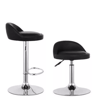 SILLA BAR RIQUI NEGRO AJUSTABLE ECOCUERO CROMADA - 2