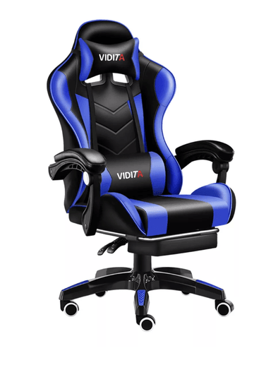 SILLA RIQUI AZUL GAMER VIDITA ERGONÓMICA NEGRA Y CON TAPIZADO DE POLIURETANO - 1