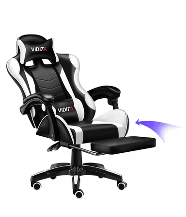 SILLA GAMER VIDITA ERGONÓMICA NEGRA Y BLANCA CON TAPIZADO DE POLIURETANO - 1