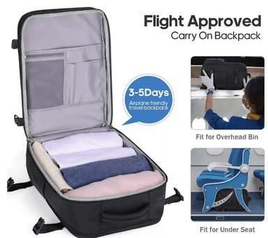 MOCHILA DE VIAJE IMPERMEABLE AVIÓN APROBADO CAPACIDAD DE 40L NEGRO - 4