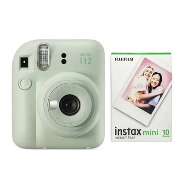 KIT MINI 12 C/MINT GREEN + PELICULA 10 FOTOS COLOR VERDE CLARO - 1