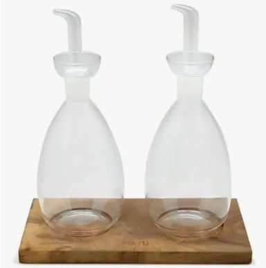 SET ALCUZA VIDRIO CON BASE MADERA - 1