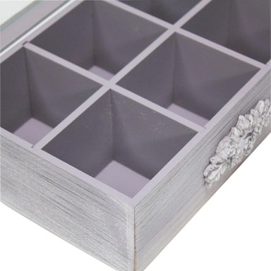CAJA DE TE PORTA TE CAJA DE MADERA PARA TE GRIS 6 DIVISIONES - 3