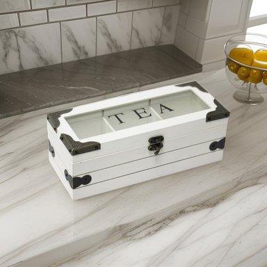 CAJA DE TE 3 DIVISIONES TAPA CON DISEÑO DECORATIVA DECOHOGAR - 7