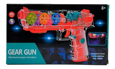 PISTOLA JUGUETE CON ENGRANAJE LUZ Y SONIDO TRANSPARENTE - 3