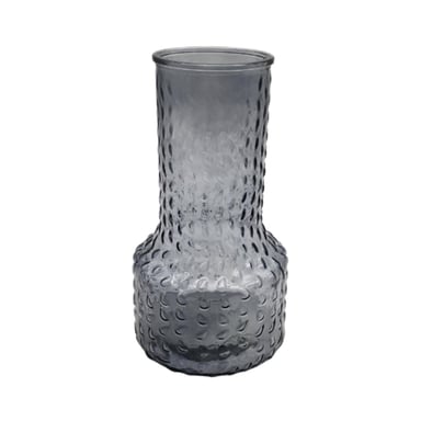 FLORERO DECORATIVO DE VIDRIO CON DISEÑO BASE ANCHA GRIS 25 - 1
