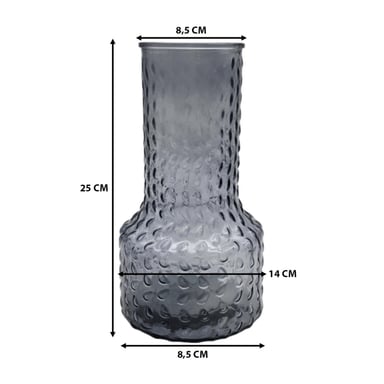 FLORERO DECORATIVO DE VIDRIO CON DISEÑO BASE ANCHA GRIS 25 - 3