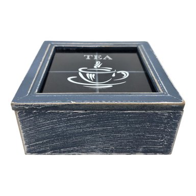 CAJA DE TE 4 DIVISIONES TAPA DISEÑO TEA CAJA PARA EL TE AZUL - 1