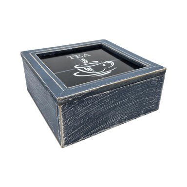 CAJA DE TE 4 DIVISIONES TAPA DISEÑO TEA CAJA PARA EL TE AZUL - 3