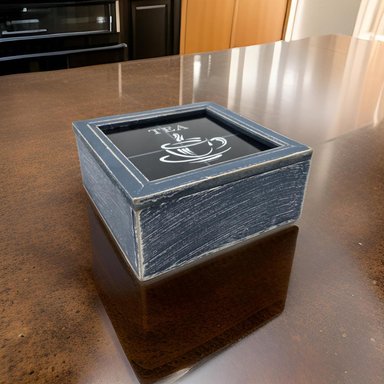 CAJA DE TE 4 DIVISIONES TAPA DISEÑO TEA CAJA PARA EL TE AZUL - 4