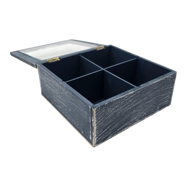CAJA DE TE 4 DIVISIONES TAPA DISEÑO TEA CAJA PARA EL TE AZUL - 6