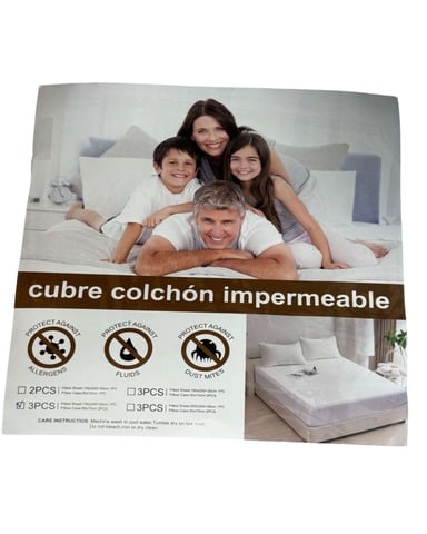 CUBRE COLCHON IMPERMEABLE PLUSH - NEGRO - 2 PLAZAS - 3