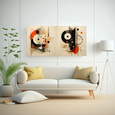 PINTURAS DECORATIVAS ABSTRACTAS NÓRDICAS SURREALISTAS 40X20CM - 2