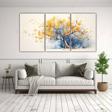 PINTURA ABSTRACTA DE ÁRBOL DE NAVIDAD EN COLORES 90X45 CM - 2