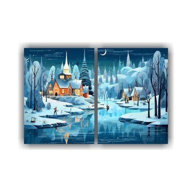 PINTURAS DECORATIVAS DE ALDEA NÓRDICA JUNTO A UN 160X120 CM - 1