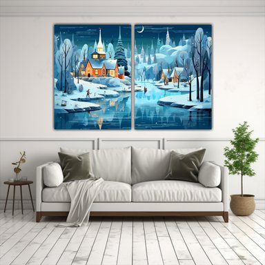 PINTURAS DECORATIVAS DE ALDEA NÓRDICA JUNTO A UN 160X120 CM - 2