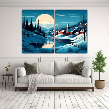 PINTURAS DE PARED CREATIVAS: ALDEA NÓRDICA 100X75 CM - 2