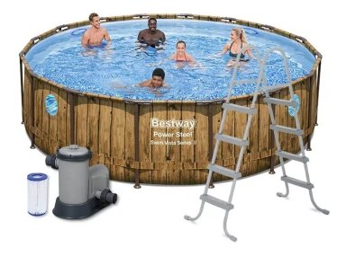 PISCINA ESTRUCTURAL BESTWAY POWER STEEL SWIM VISTA EN MADERA - 1