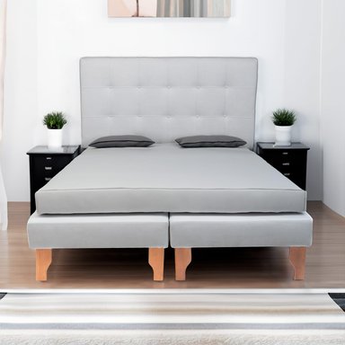 CAMA DISEÑOS VALESTRINI DOS PLAZAS LINO GRIS - 1