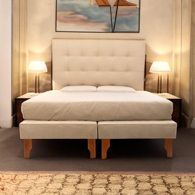 CAMA DISEÑOS VALESTRINI DOS PLAZAS LINO BEIGE - 1