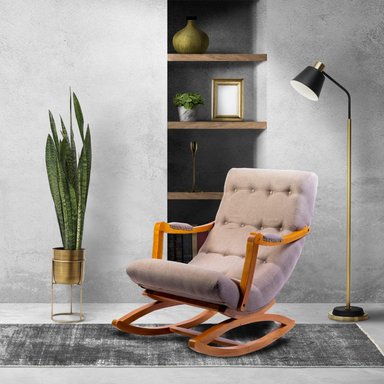 SILLA MECEDORA DISEÑOS VALESTRINI LINO BEIGE CON APOYA BRAZO - 1