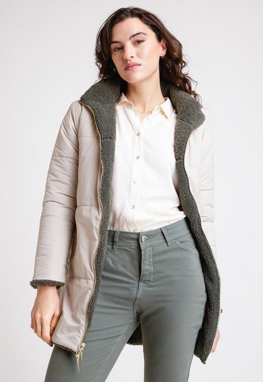 PARKA REVERSIBLE DE MUJER ARIEL COLOR SALVIA - 1